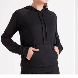 NEW QUINCE FLOWKNIT PULLOVER HOODIE IN BLACK SIZE:S
